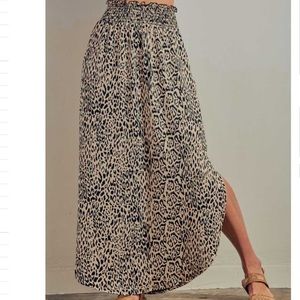 Animal Print Elastic Maxi skirt With Pockets